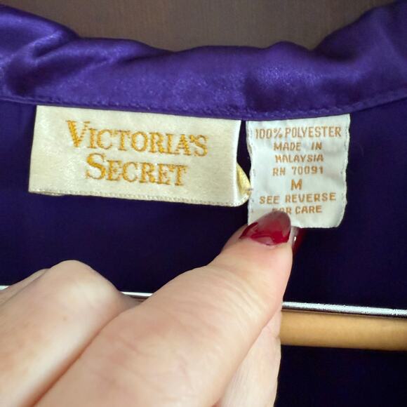 90s Vintage VICTORIA'S SECRET | Gold Label Purple Satin Nightgown |  Medium - Picture 4 of 5